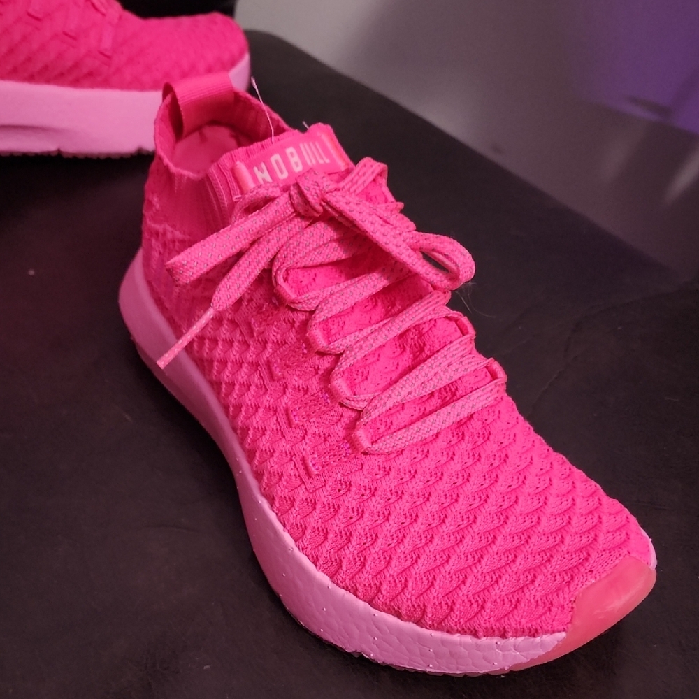 NOBULL Women's Bright Pink Knit Sneakers